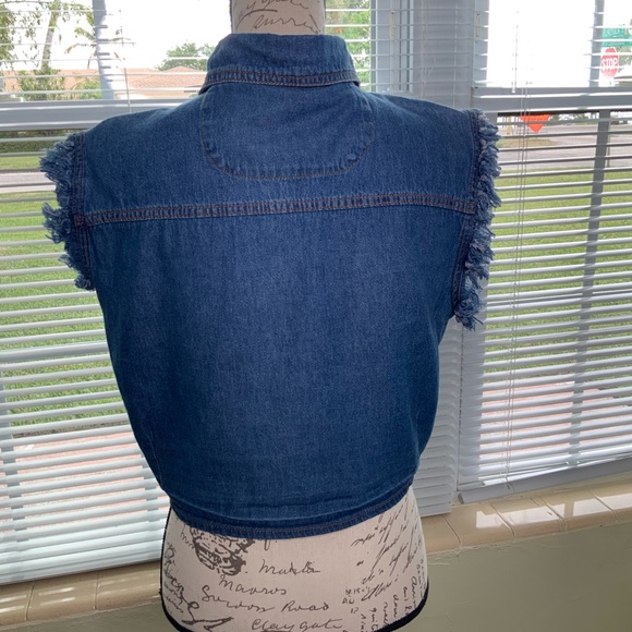 Biker Wear size L crop top denim - Picture 3 of 5